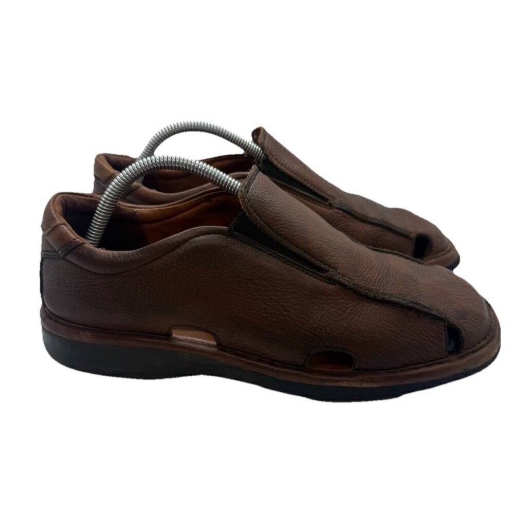 Johnston & Murphy Brown Leather Slip-On Men's Fisherman Sandals Shoes Sz 9 #8186